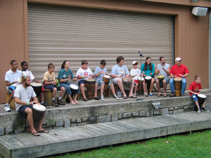 campers playing drums