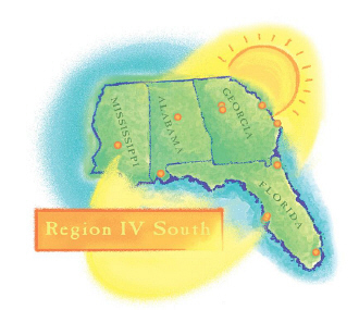 Map of Region IV South Treatment Centers