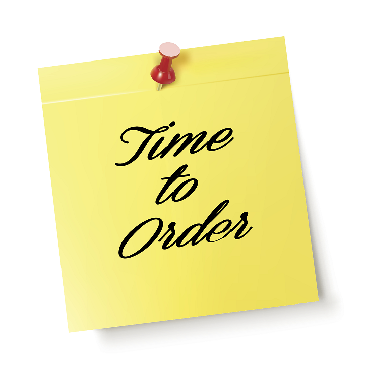 Time to Order Graphic - "Time to Order" written on a yellow sticky note
