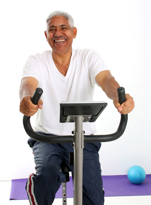 man on exercise bike