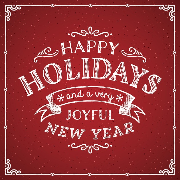 Happy Holidays and a Happy New Year Graphic - text on red background