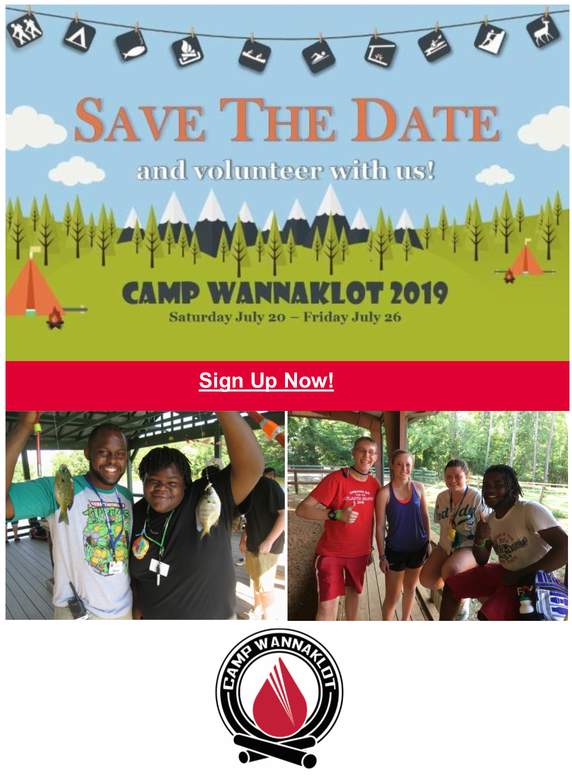 2019 Camp Wannaklot Save the Date Graphic