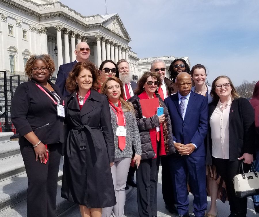 group photo on steps of government building