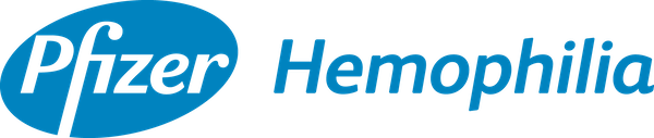 Pfizer hemophilia logo blue text