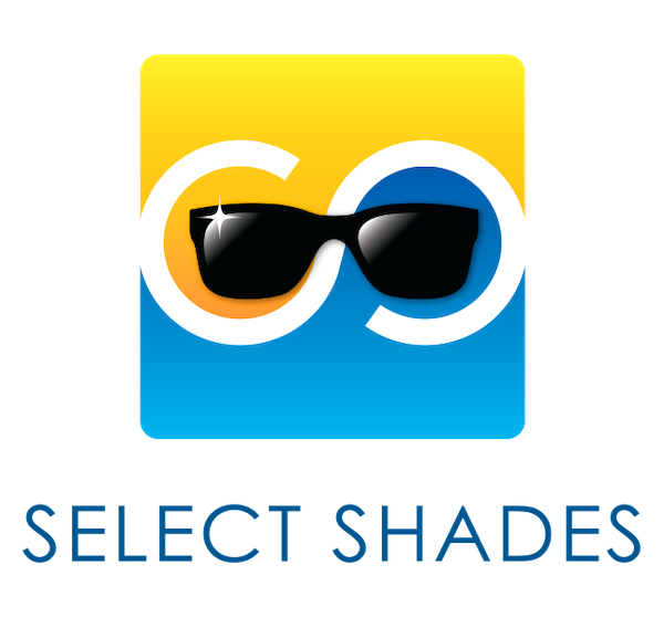 Select Shades Logo sunglasses over blue and yellow square