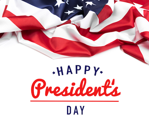 Presidents Day banner with flag