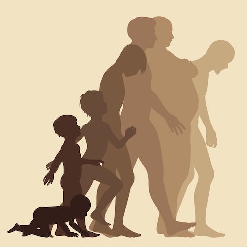 silhouettes of baby becoming an adult