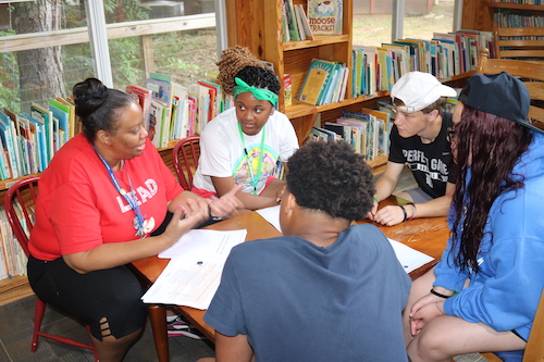 group teaching at table