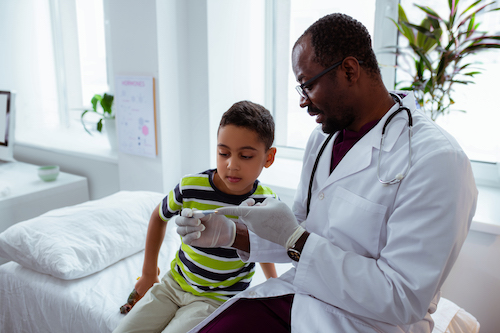 doctor talking to child