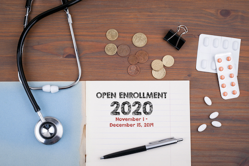 Open Enrollment 2020 papers on desk